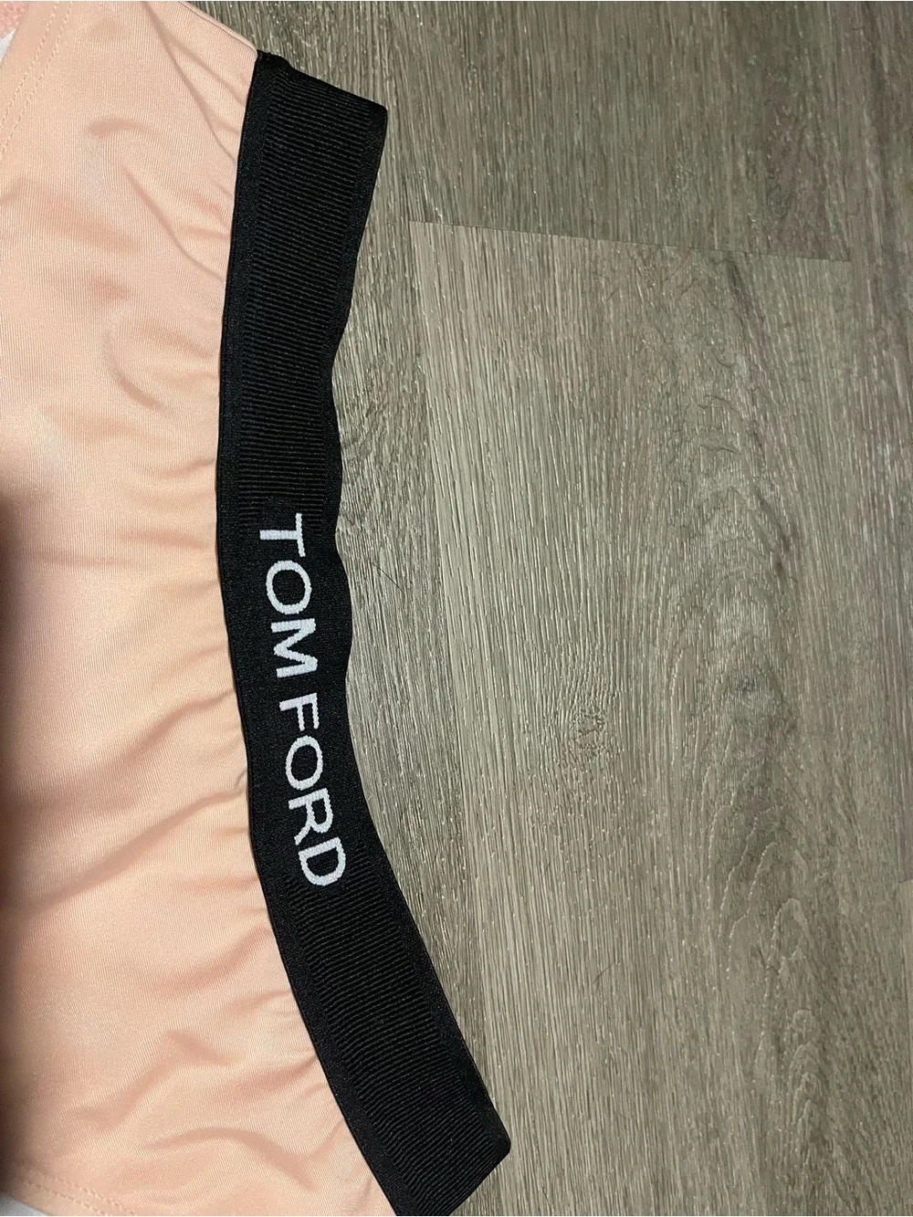 Tom Ford Peach Bikini Bottom with Black Branded Waistband Made In Italy